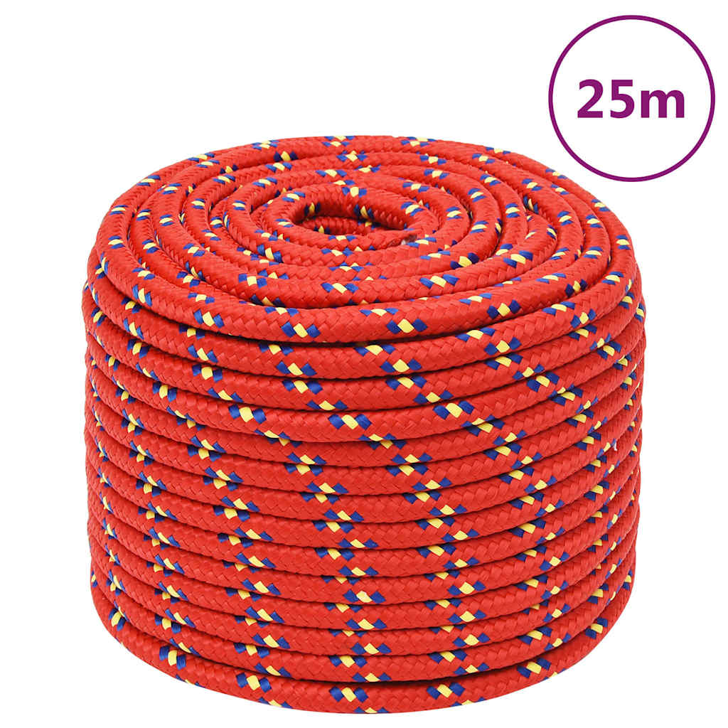 tovværk til båd 12 mm 25 m polypropylen rød