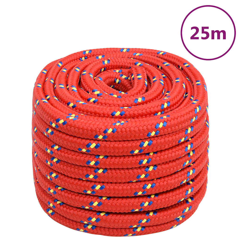 tovværk til båd 20 mm 25 m polypropylen rød