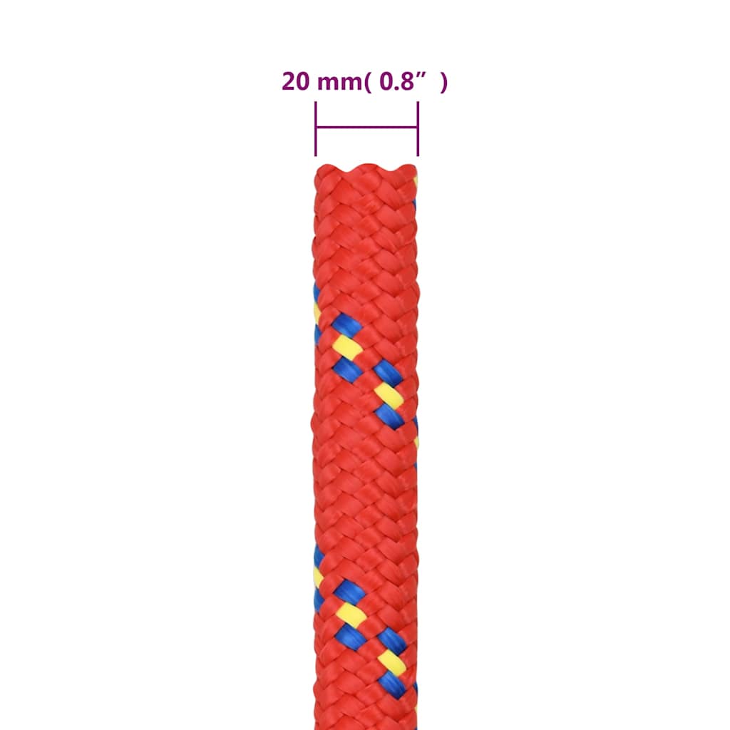 tovværk til båd 20 mm 25 m polypropylen rød
