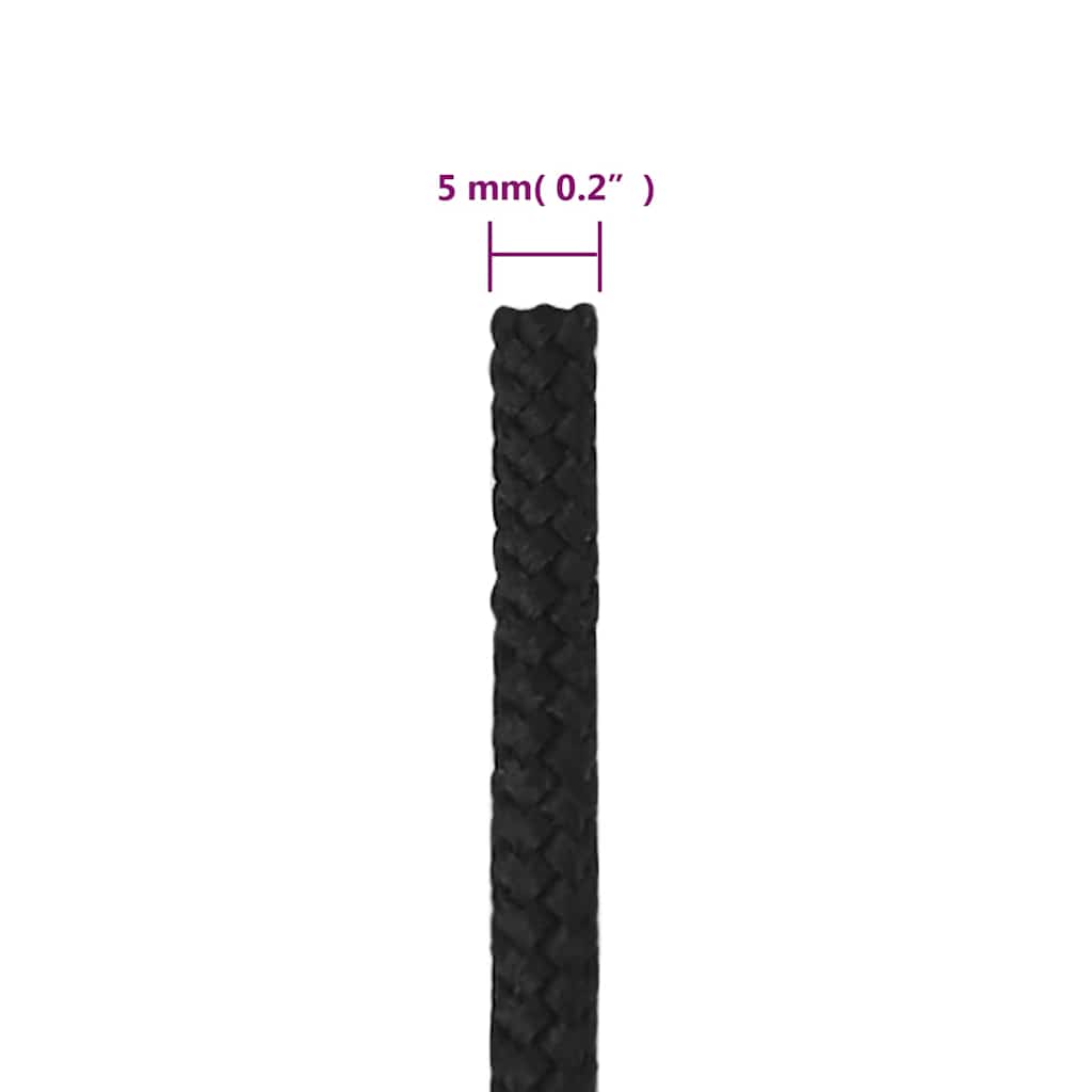 tovværk til båd 5 mm 250 m polypropylen sort