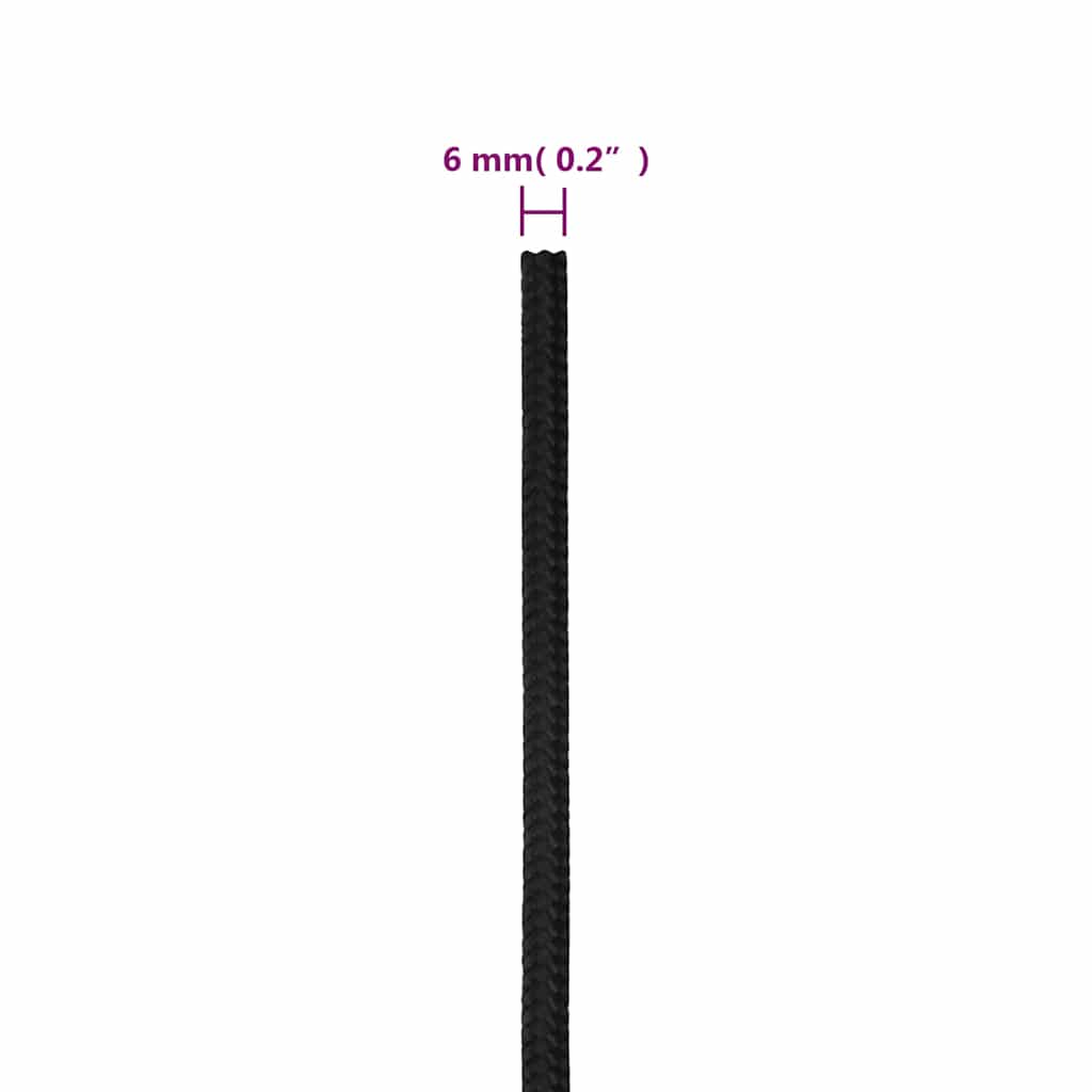 tovværk til båd 6 mm 100 m polypropylen sort