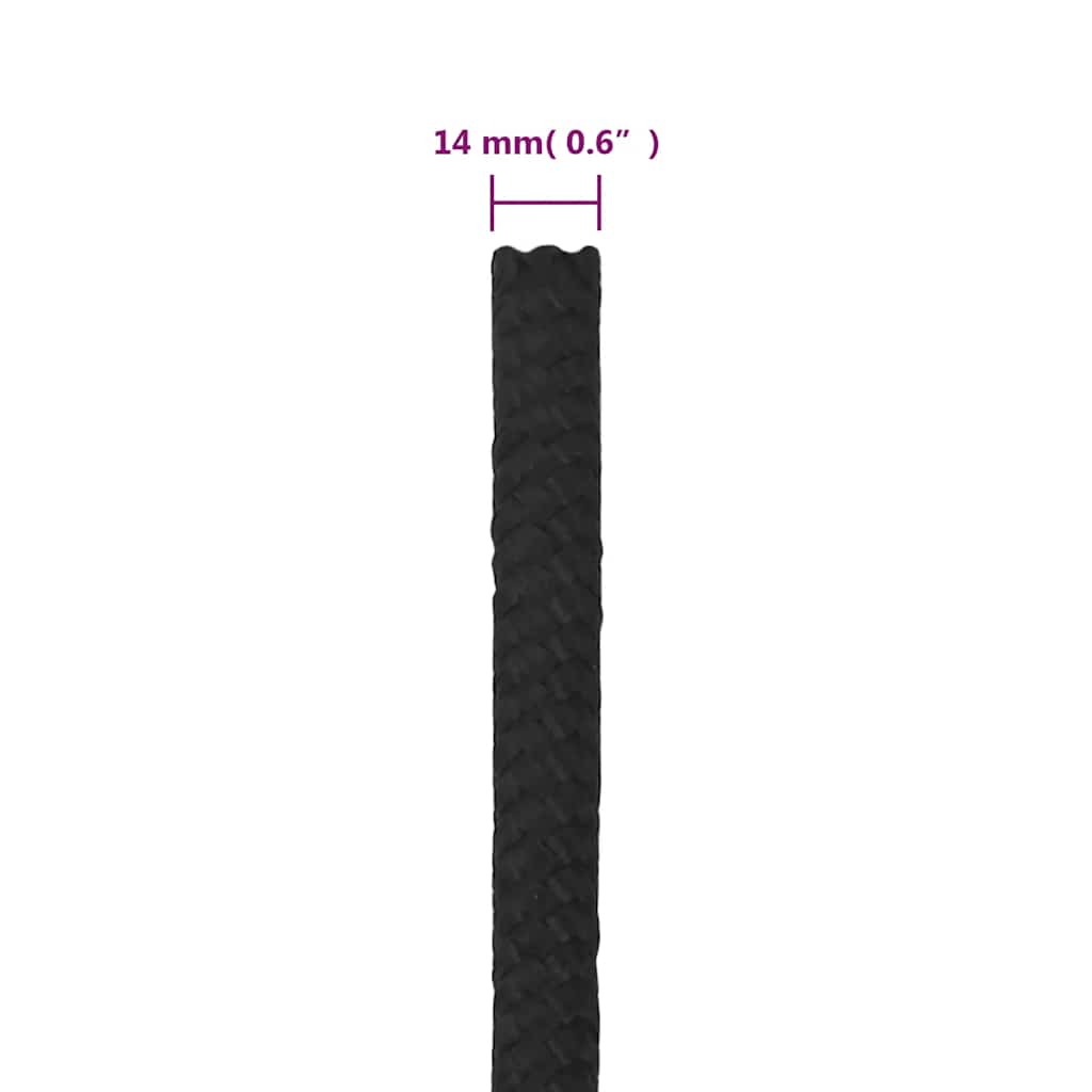 tovværk til båd 14 mm 50 m polypropylen sort