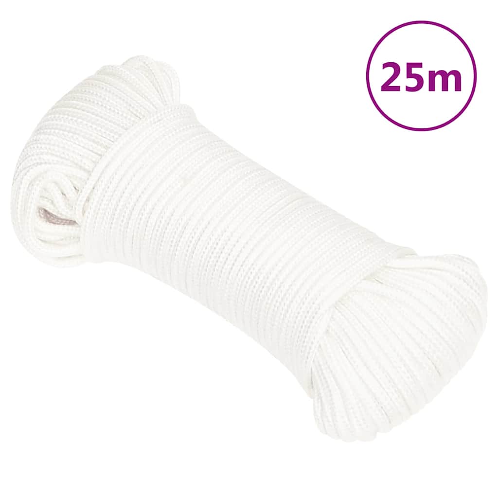 tovværk til båd 4 mm 25 m polypropylen hvid