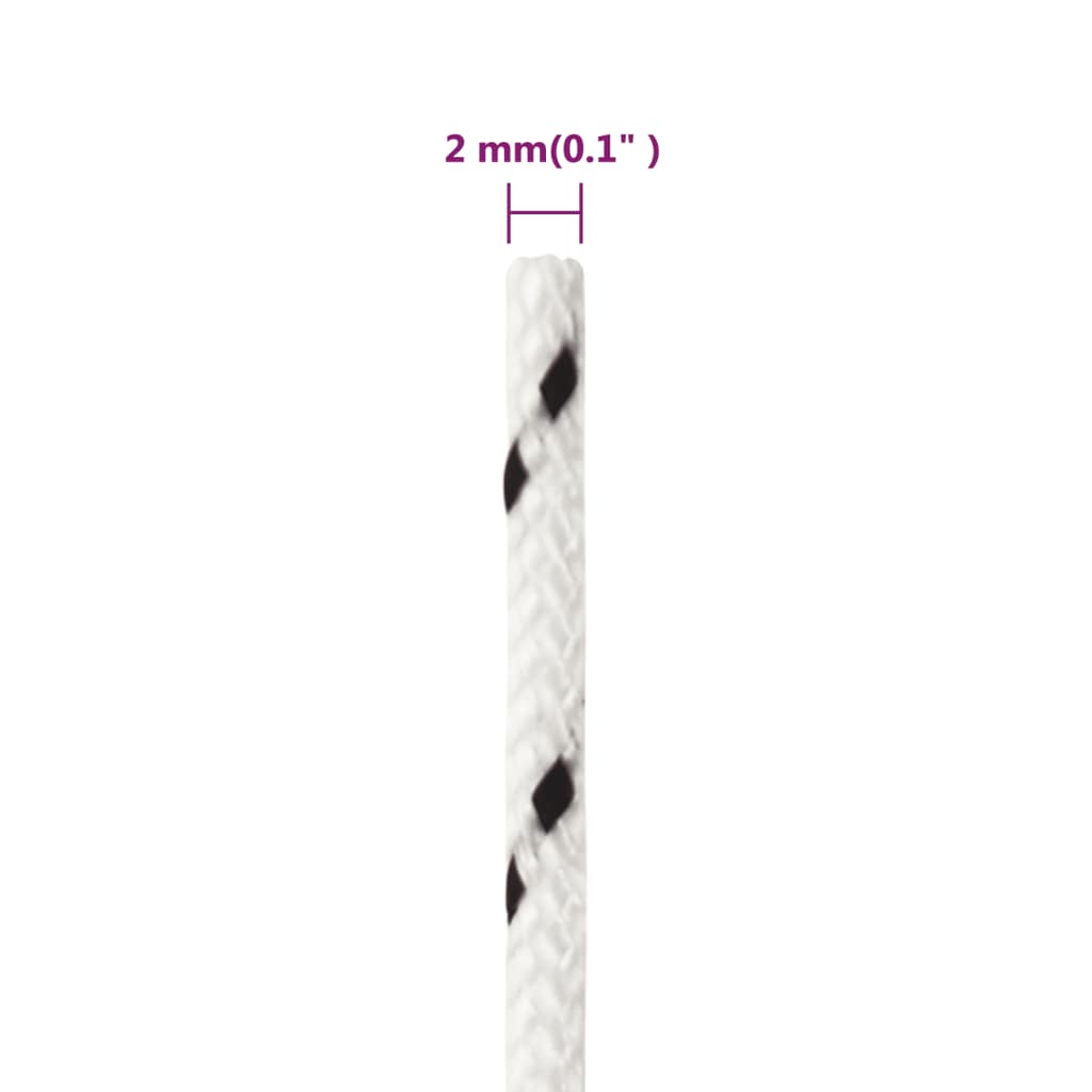flettet tovværk 2 mm x 50 m polyester hvid