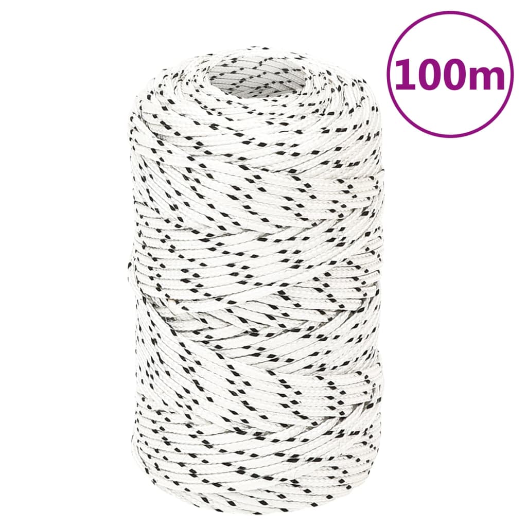 flettet tovværk 2 mm x 100 m polyester hvid