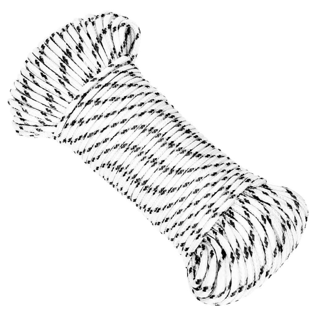 flettet tovværk 3 mm x 50 m polyester hvid