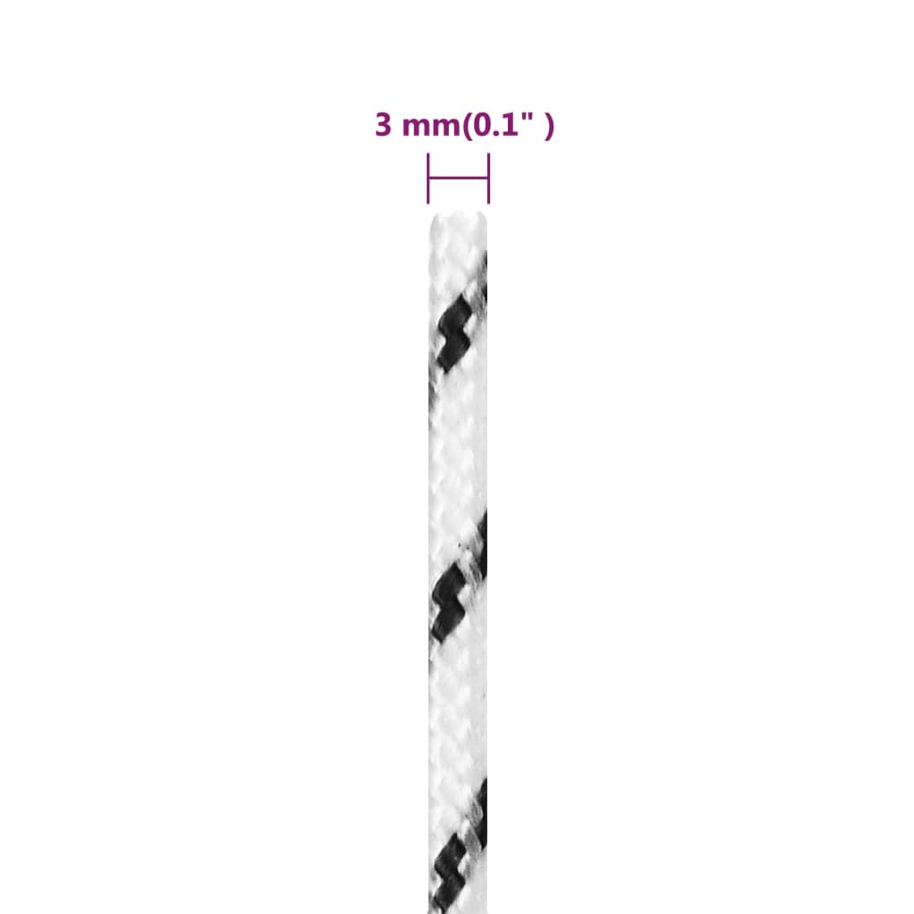 flettet tovværk 3 mm x 50 m polyester hvid