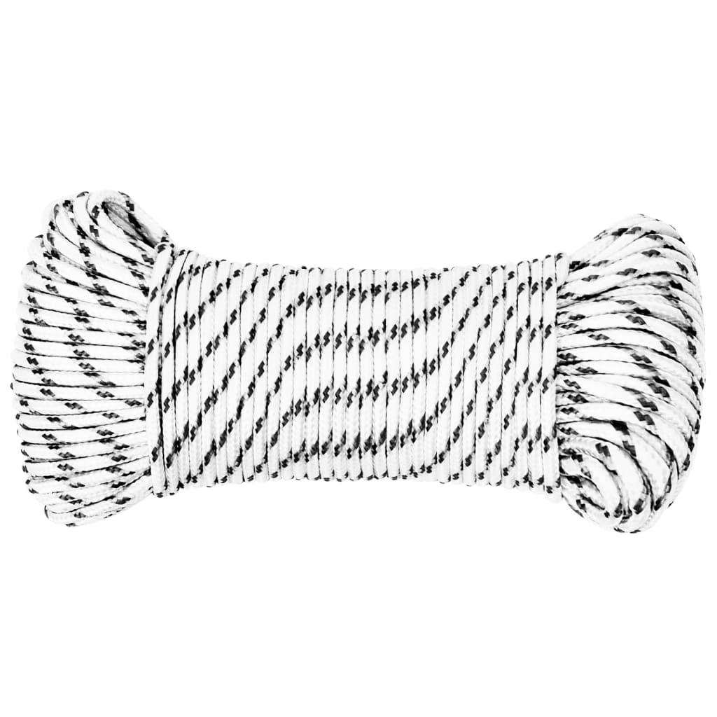 flettet tovværk 5 mm x 100 m polyester hvid
