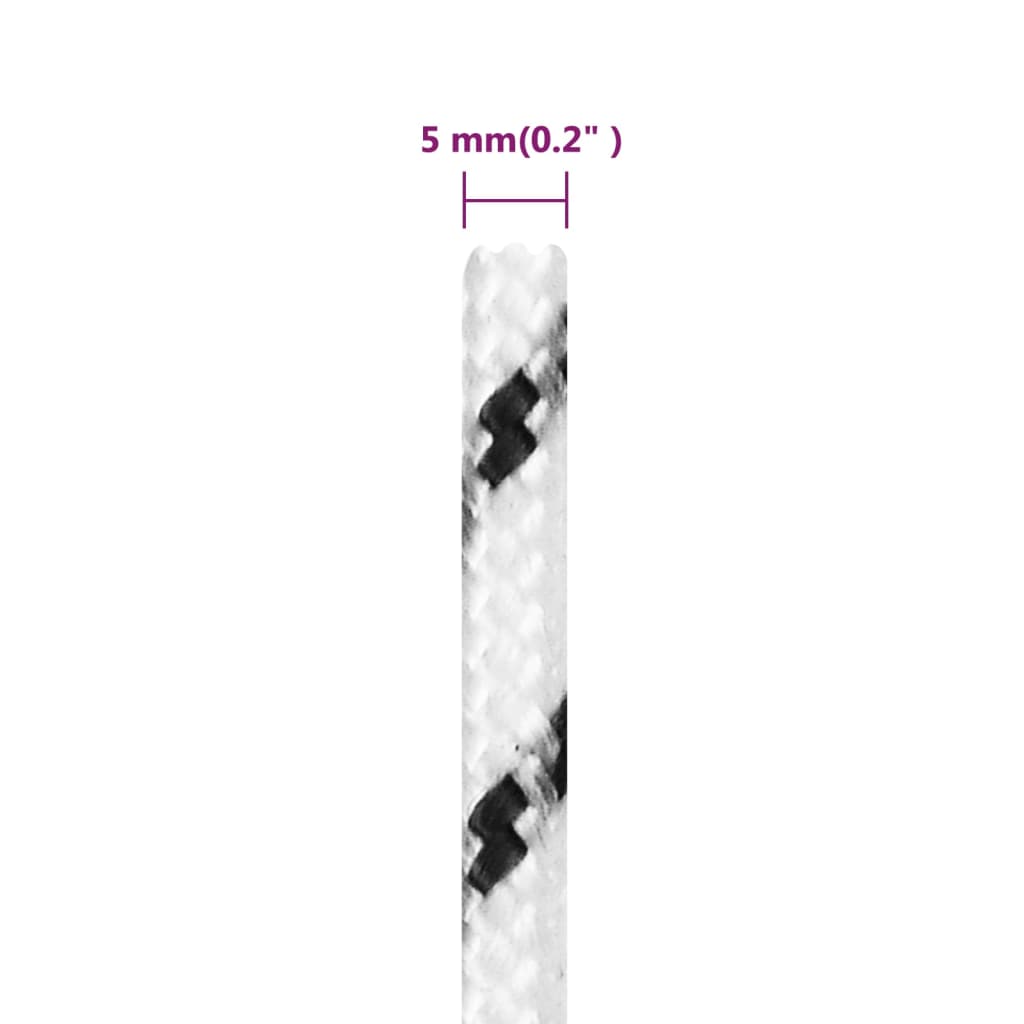 flettet tovværk 5 mm x 250 m polyester hvid