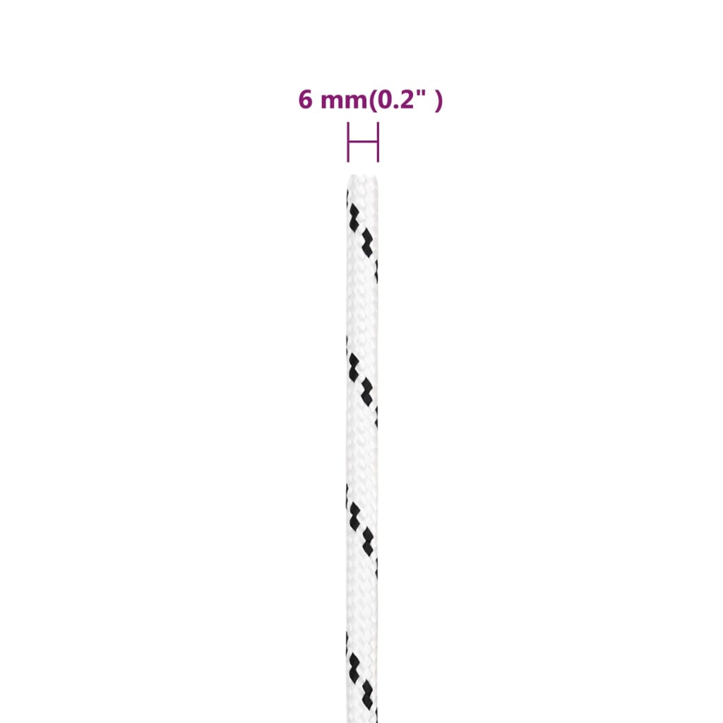 flettet tovværk 6 mm x 25 m polyester hvid