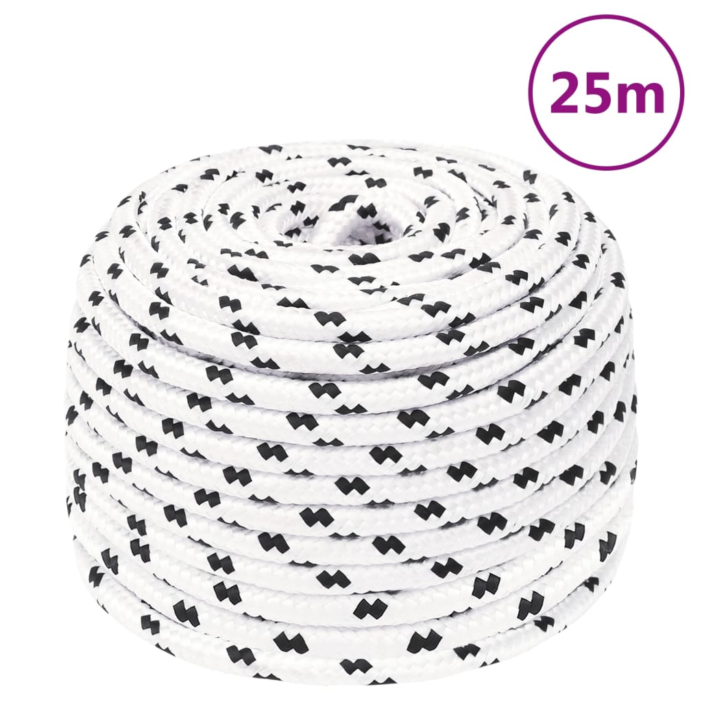 flettet tovværk 6 mm x 25 m polyester hvid