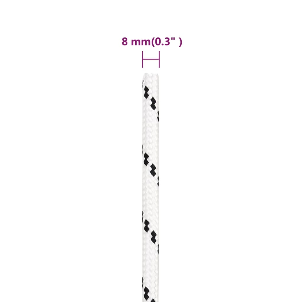 flettet tovværk 8 mm x 25 m polyester hvid