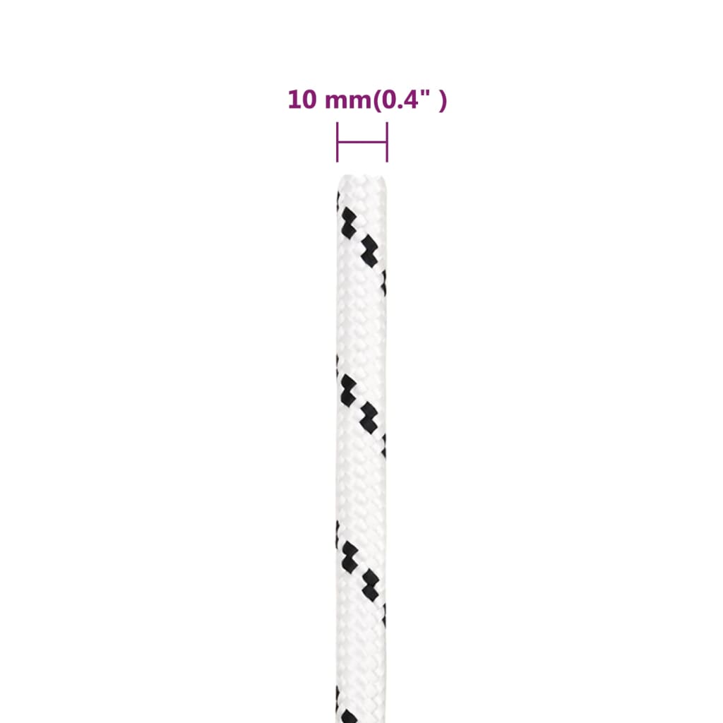 flettet tovværk 10 mm x 25 m polyester hvid