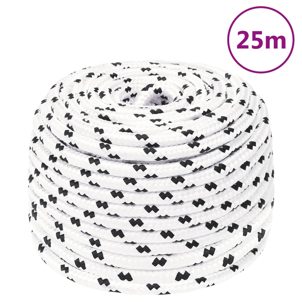 flettet tovværk 10 mm x 25 m polyester hvid