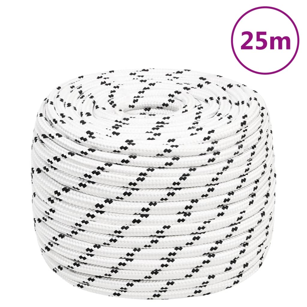 flettet tovværk 12 mm x 25 m polyester hvid