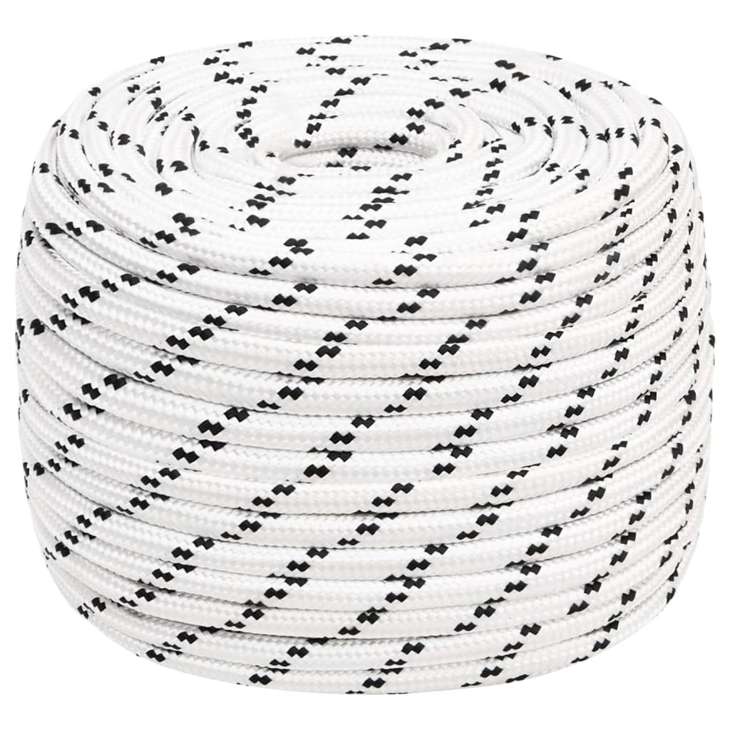 flettet tovværk 12 mm x 100 m polyester hvid