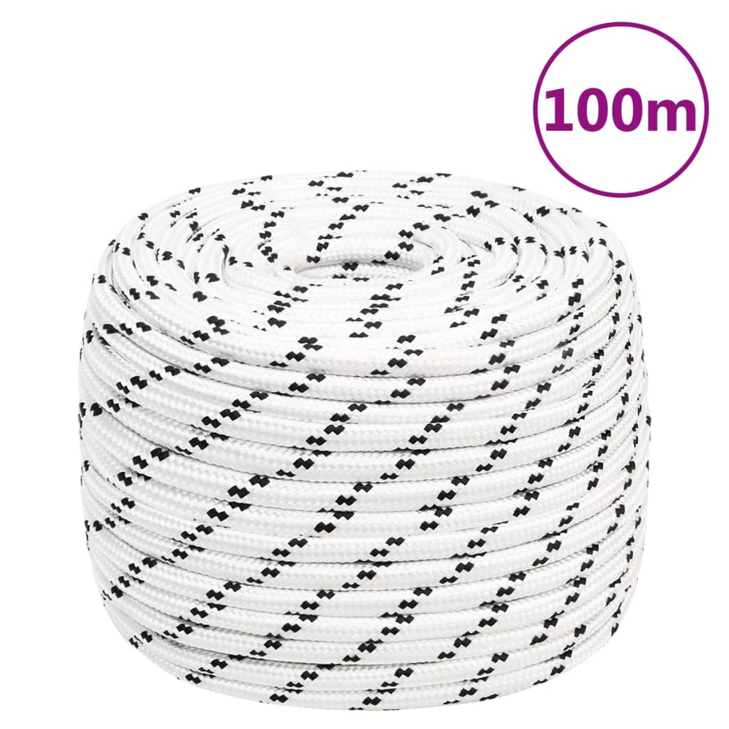 flettet tovværk 12 mm x 100 m polyester hvid
