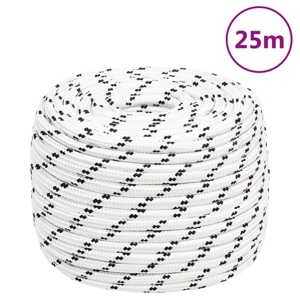 flettet tovværk 14 mm x 25 m polyester hvid