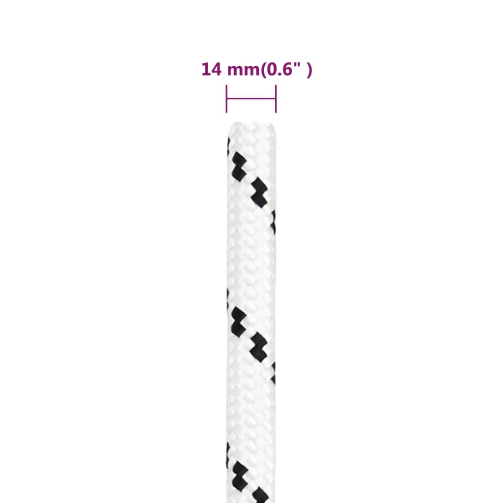 flettet tovværk 14 mm x 100 m polyester hvid
