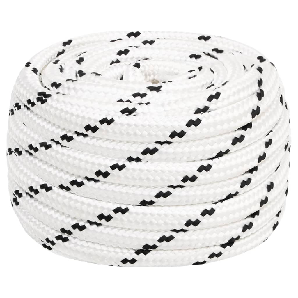 flettet tovværk 18 mm x 25 m polyester hvid