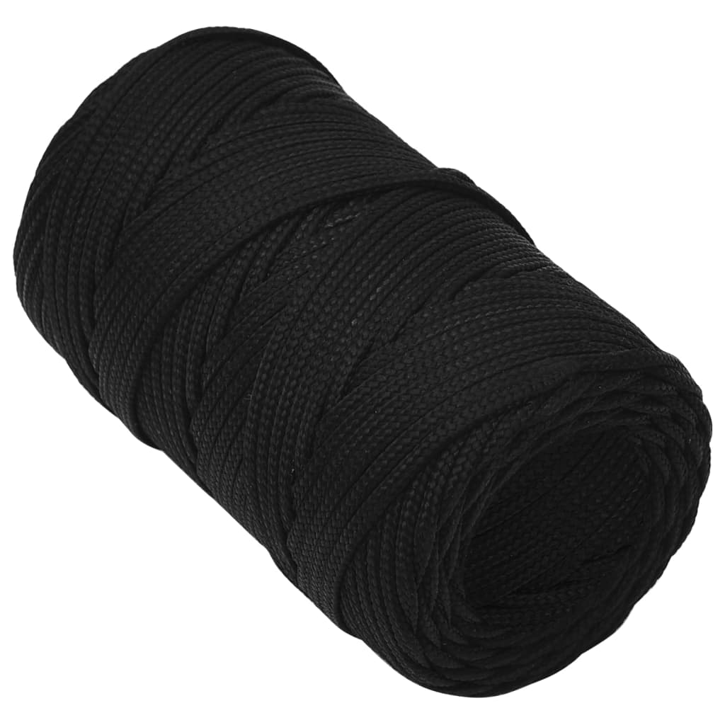 arbejdsreb 2 mm 100 m polyester sort
