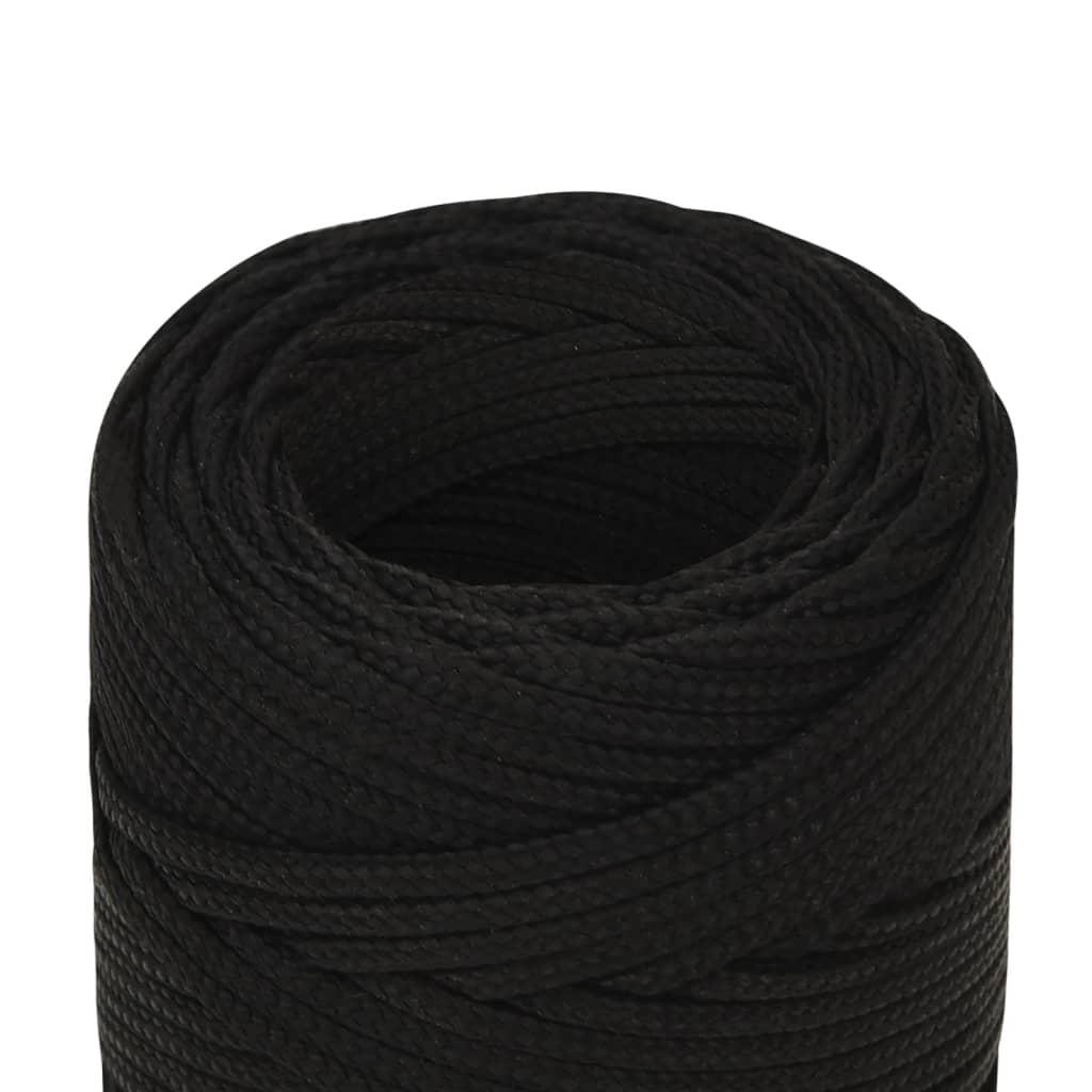 arbejdsreb 2 mm 100 m polyester sort