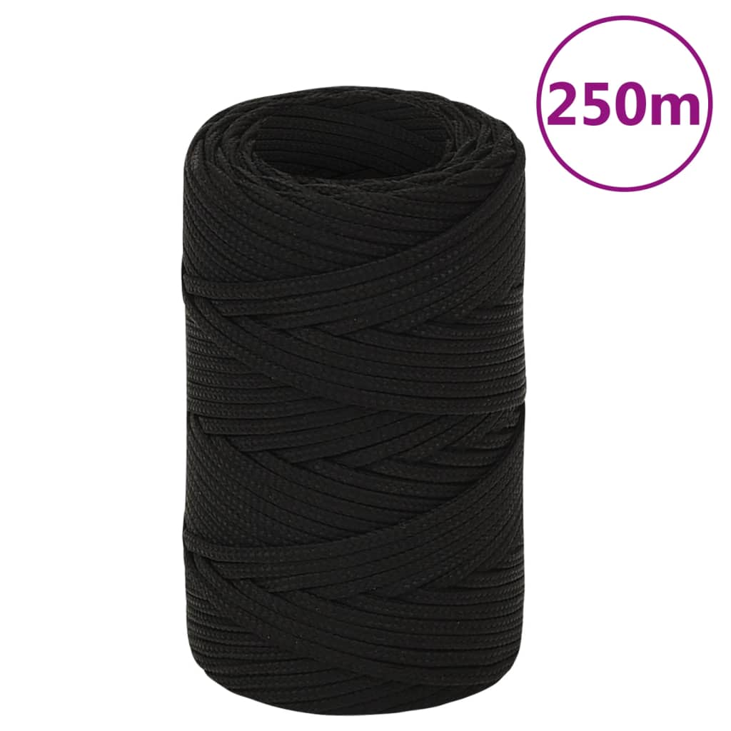 arbejdsreb 2 mm 250 m polyester sort