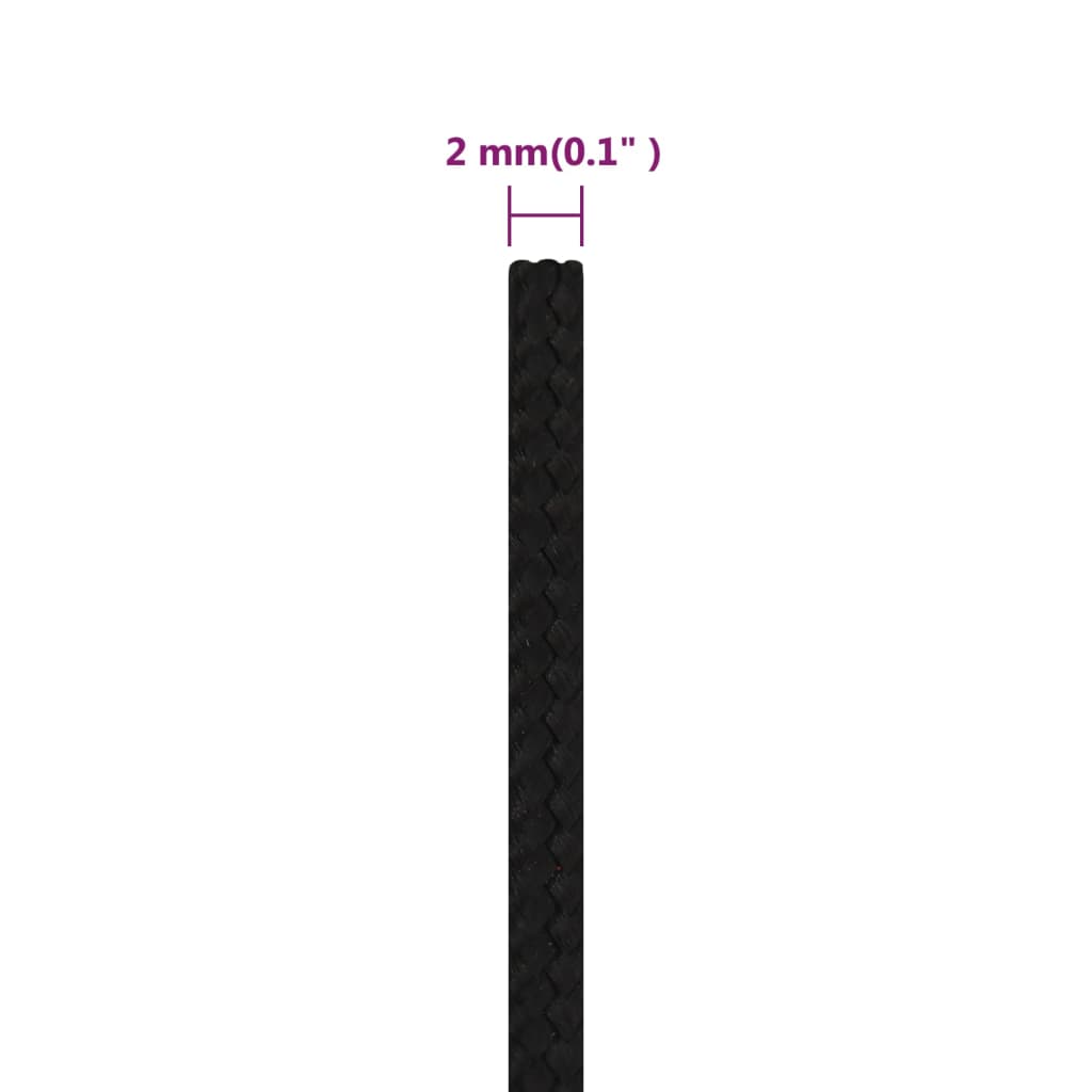 arbejdsreb 2 mm 250 m polyester sort
