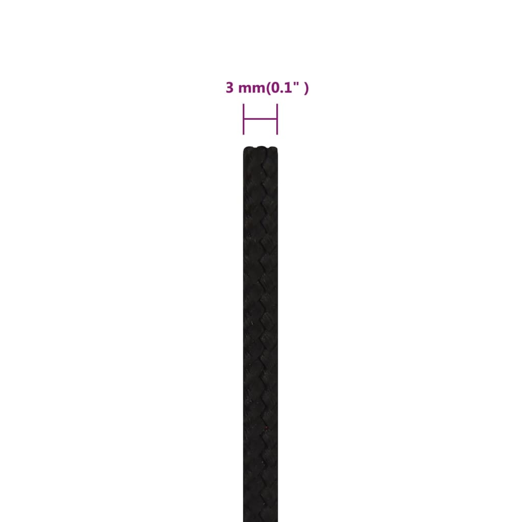 arbejdsreb 3 mm 50 m polyester sort