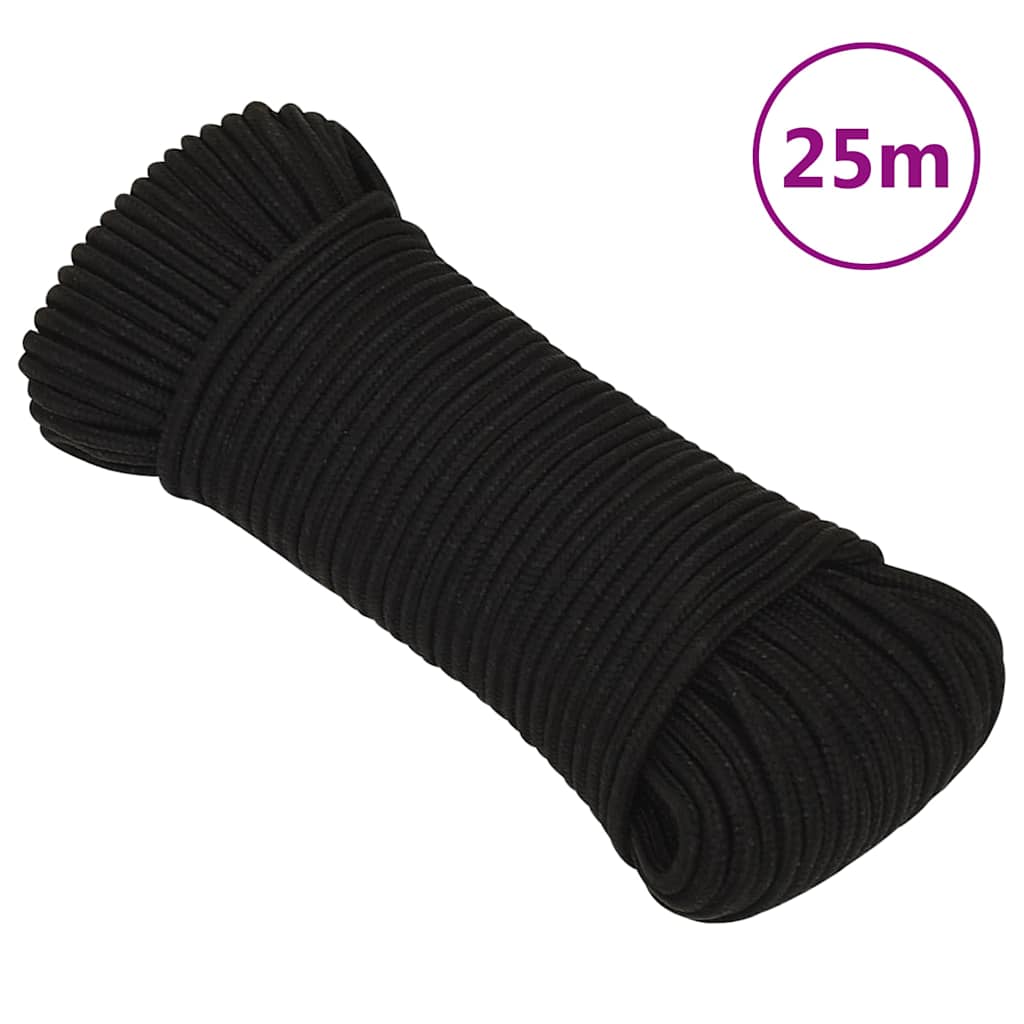 arbejdsreb 4 mm 25 m polyester sort