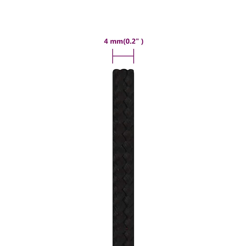 arbejdsreb 4 mm 25 m polyester sort