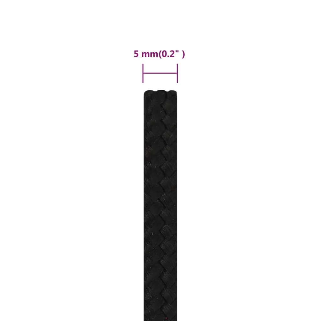 arbejdsreb 5 mm 50 m polyester sort