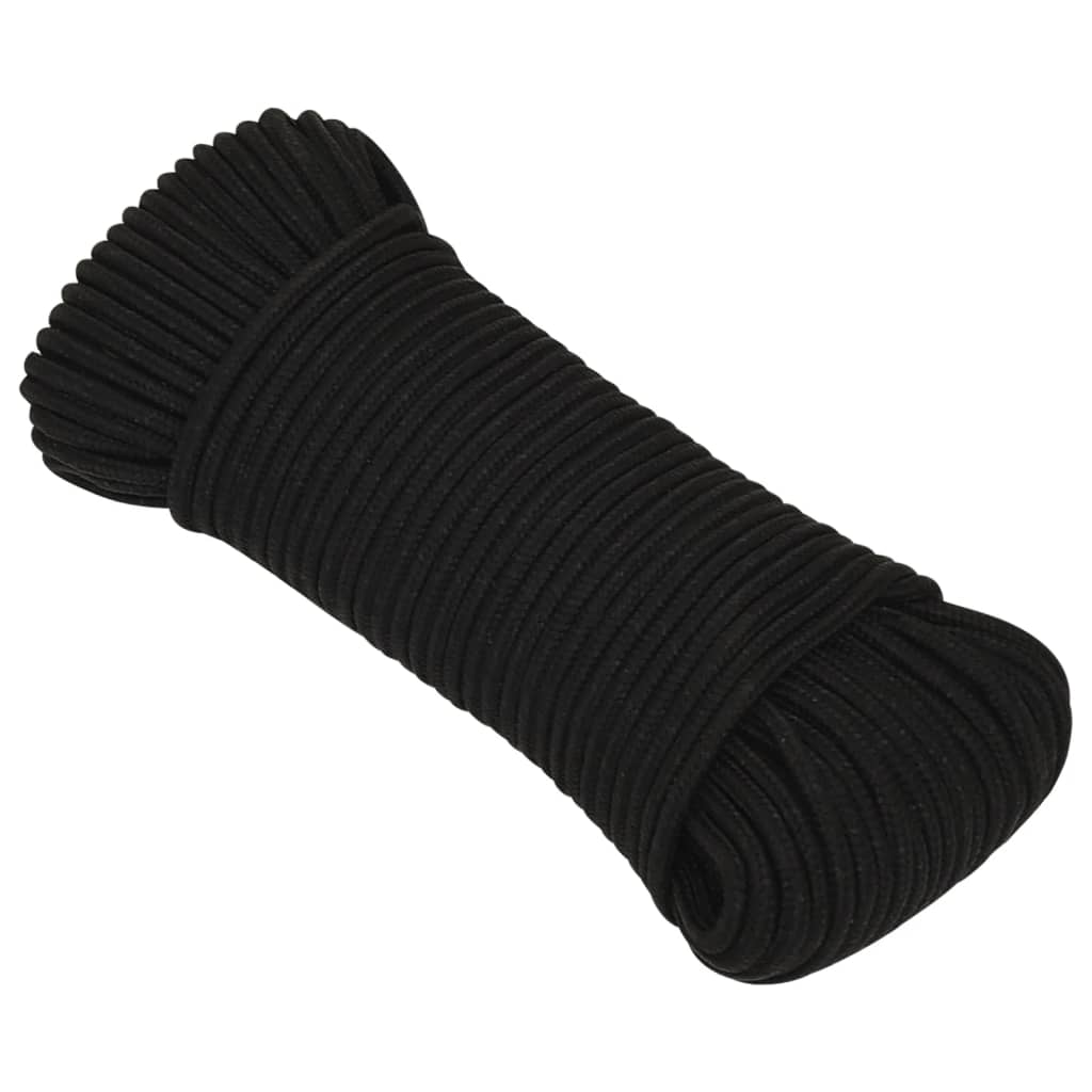 arbejdsreb 5 mm 100 m polyester sort