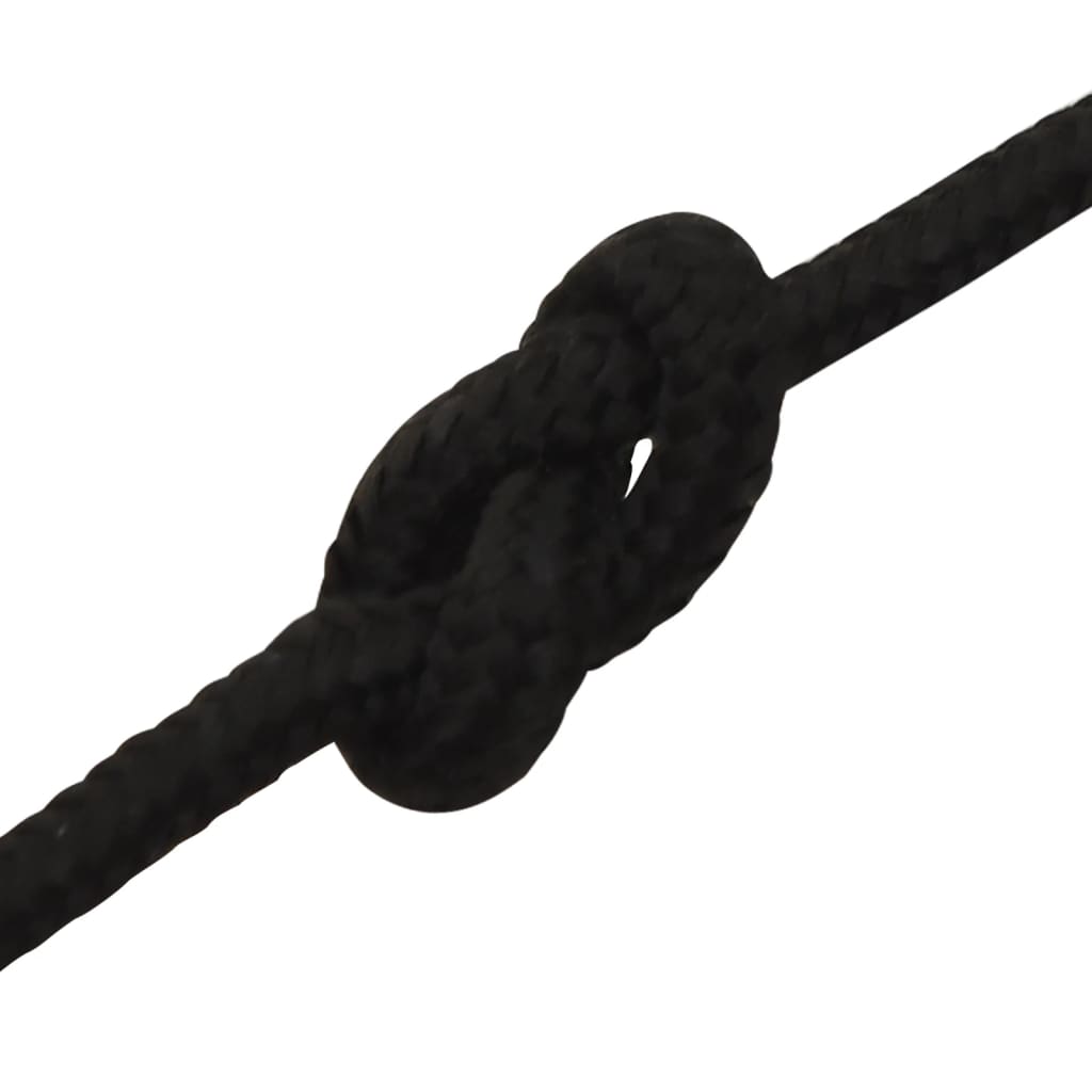arbejdsreb 5 mm 100 m polyester sort