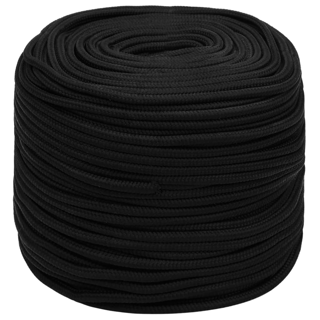 arbejdsreb 6 mm 100 m polyester sort
