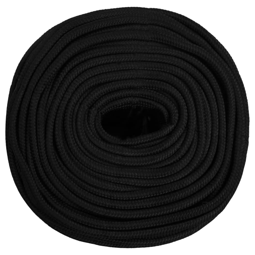 arbejdsreb 8 mm 25 m polyester sort