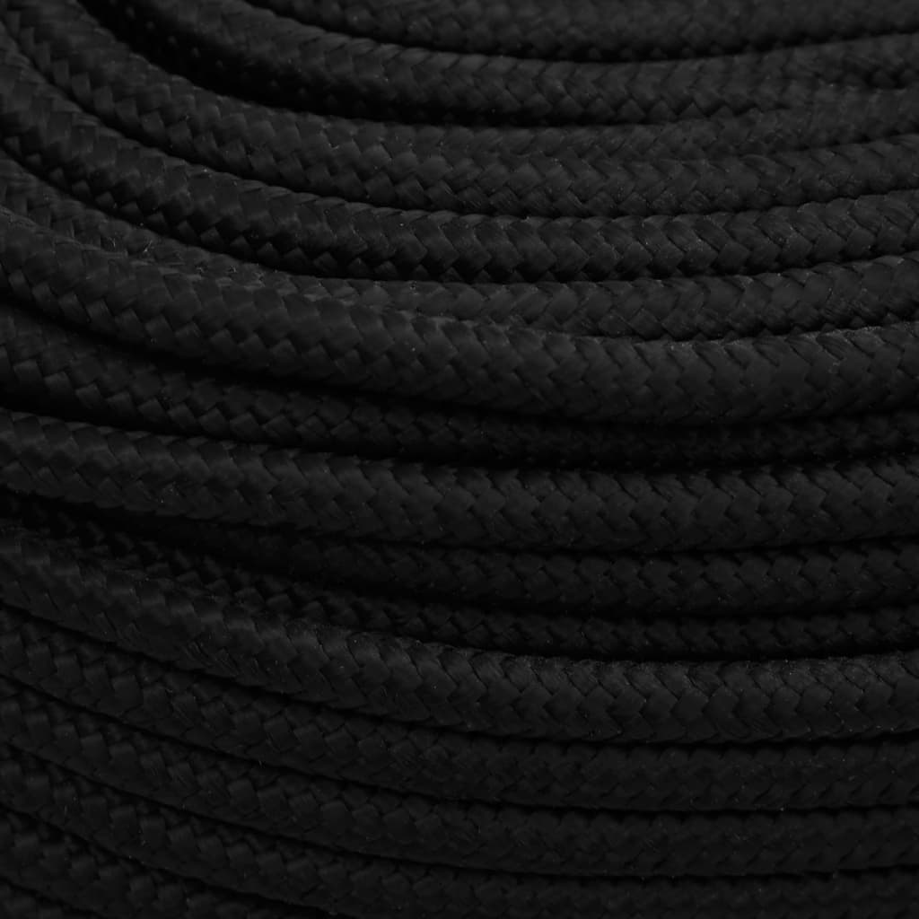 arbejdsreb 8 mm 25 m polyester sort