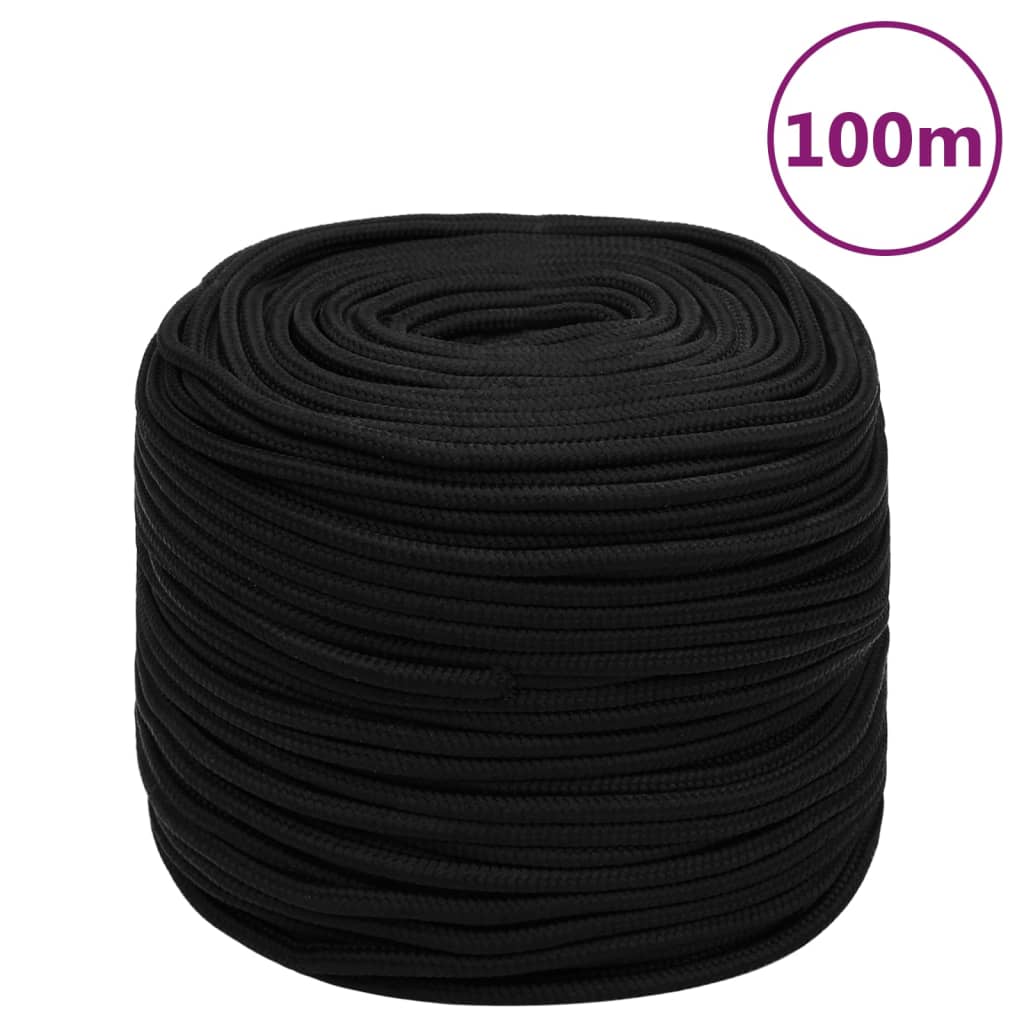 arbejdsreb 10 mm 100 m polyester sort