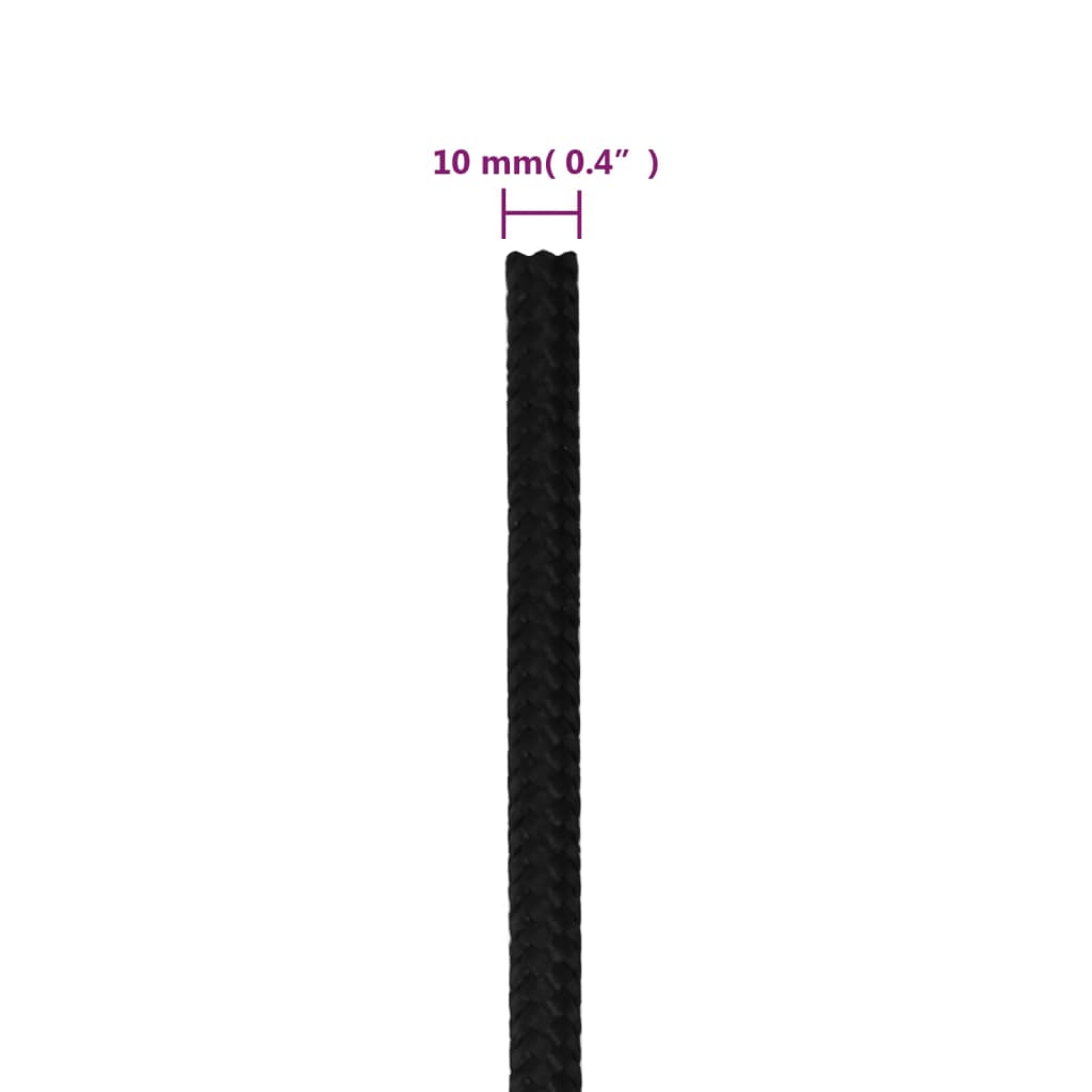 arbejdsreb 10 mm 100 m polyester sort