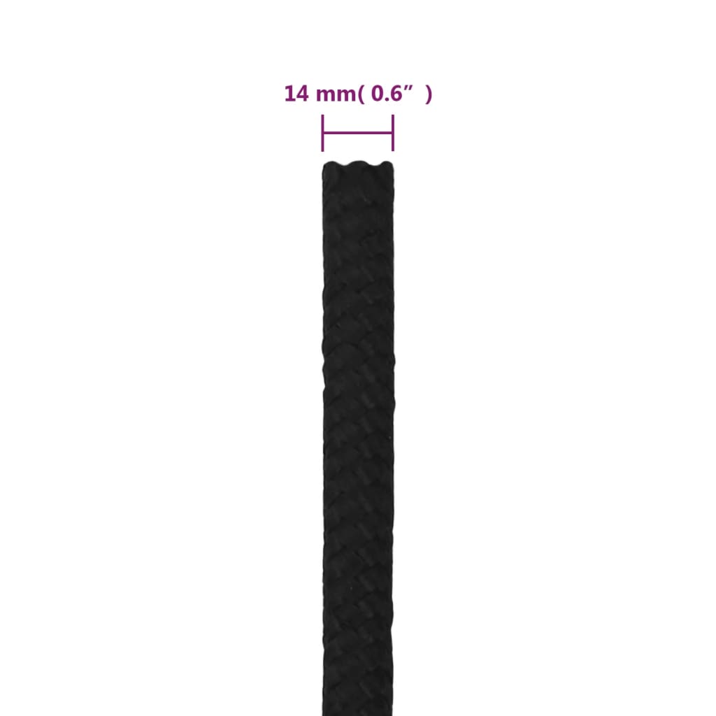arbejdsreb 14 mm 25 m polyester sort