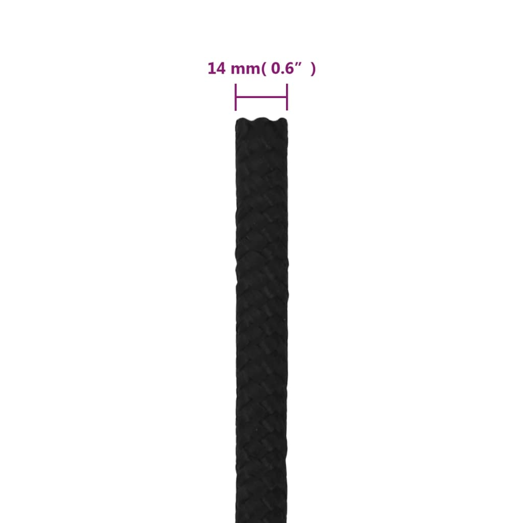 arbejdsreb 14 mm 100 m polyester sort