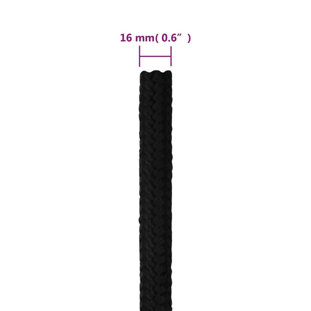 arbejdsreb 16 mm 25 m polyester sort