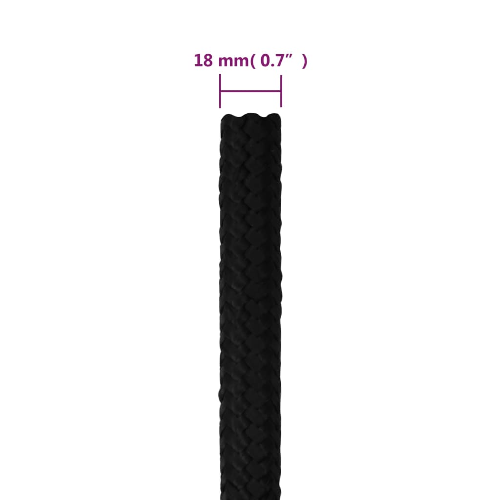 arbejdsreb 18 mm 100 m polyester sort