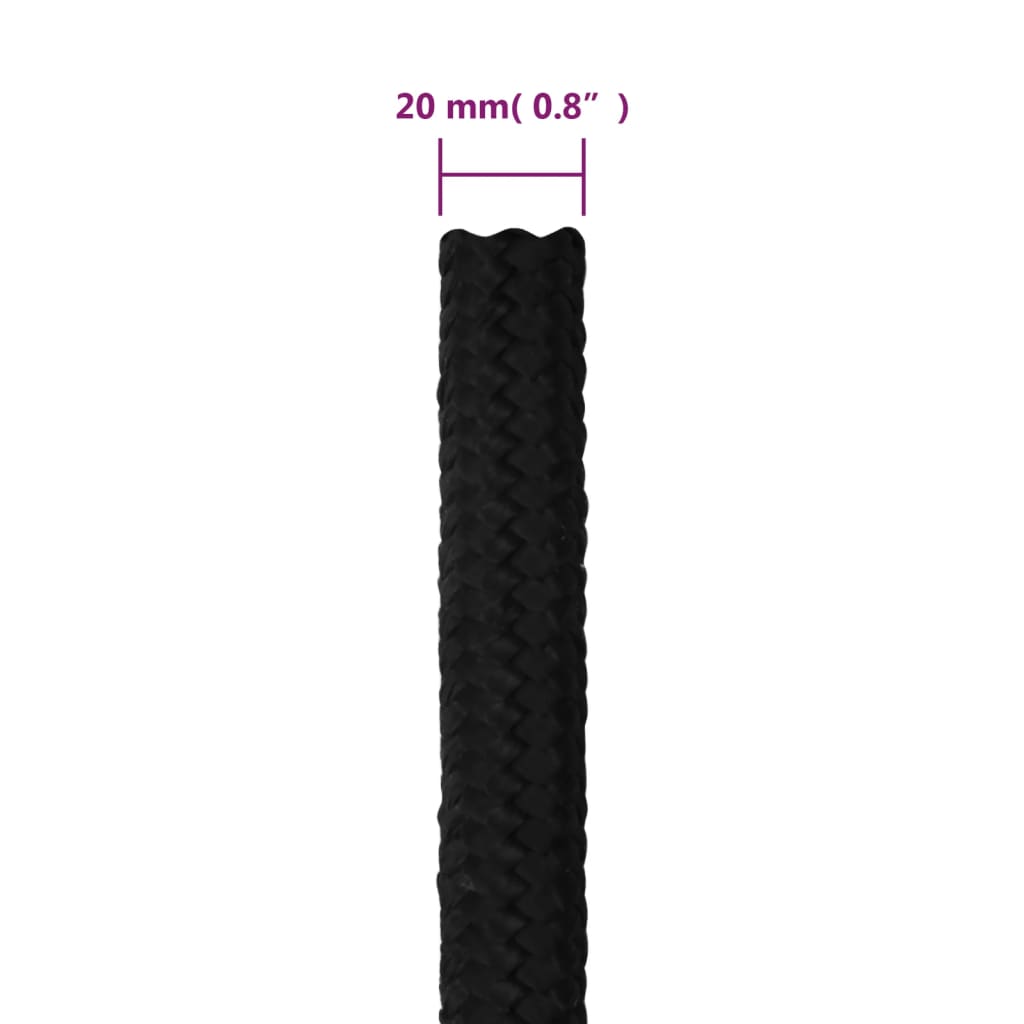 arbejdsreb 20 mm 50 m polyester sort