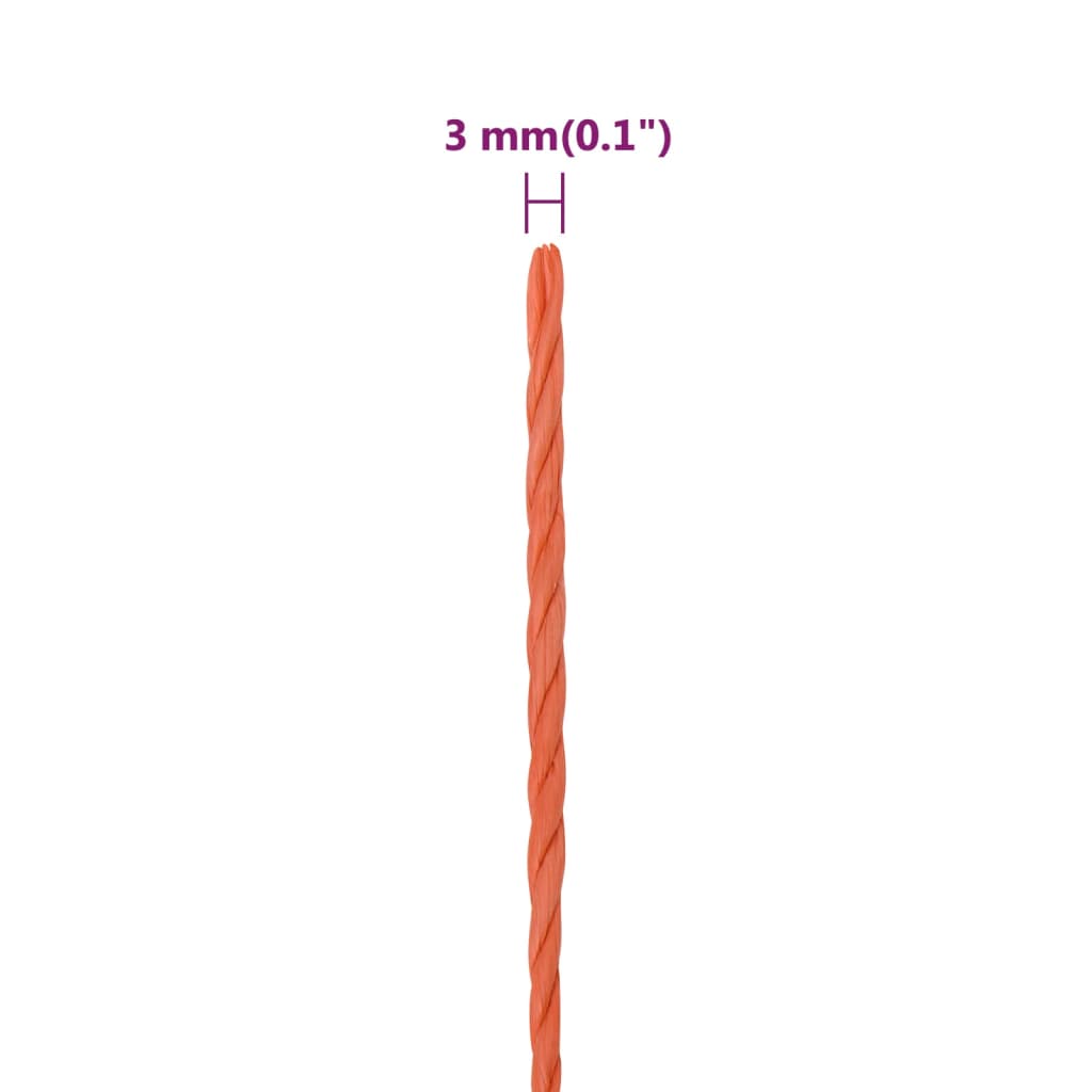 arbejdsreb 3 mm 250 m polypropylen orange
