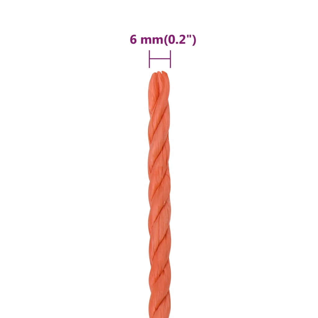 arbejdsreb 6 mm 25 m polypropylen orange