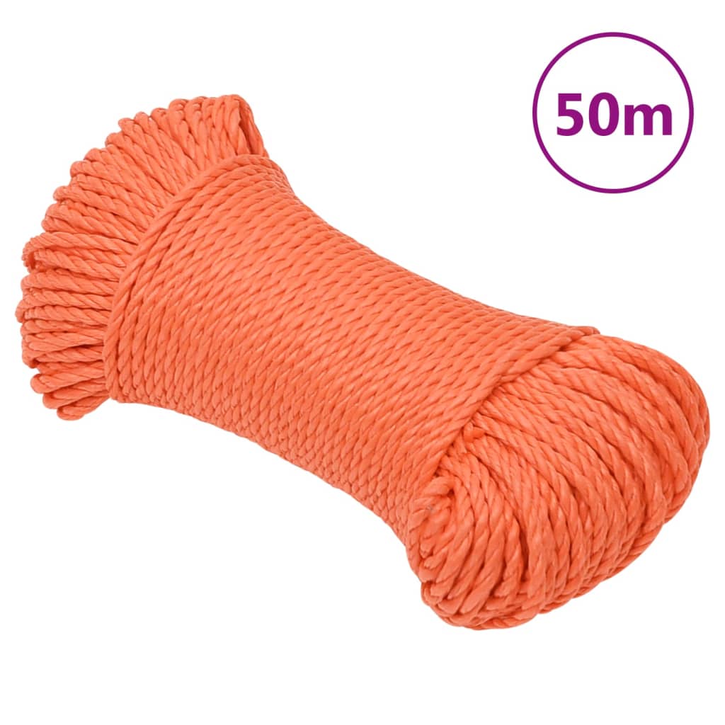 arbejdsreb 6 mm 50 m polypropylen orange
