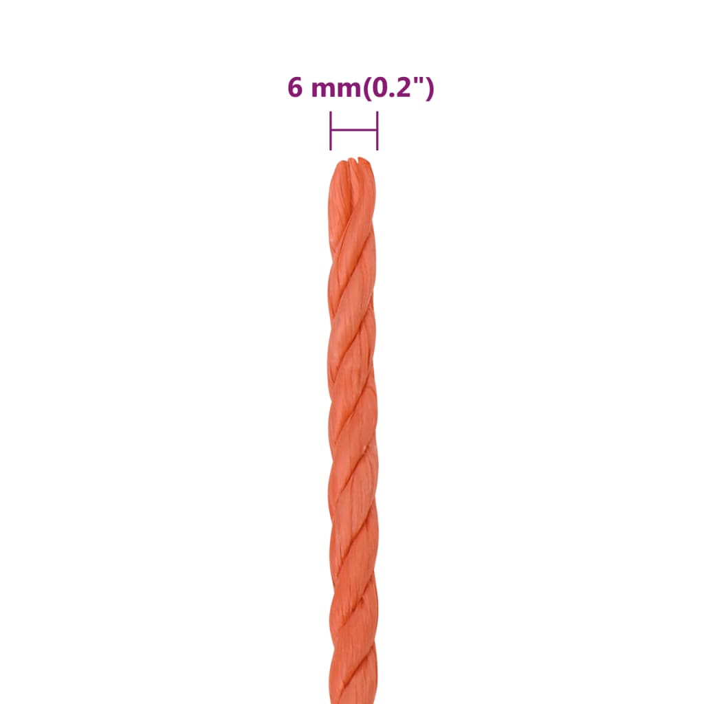 arbejdsreb 6 mm 100 m polypropylen orange