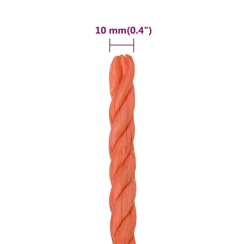 arbejdsreb 10 mm 25 m polypropylen orange