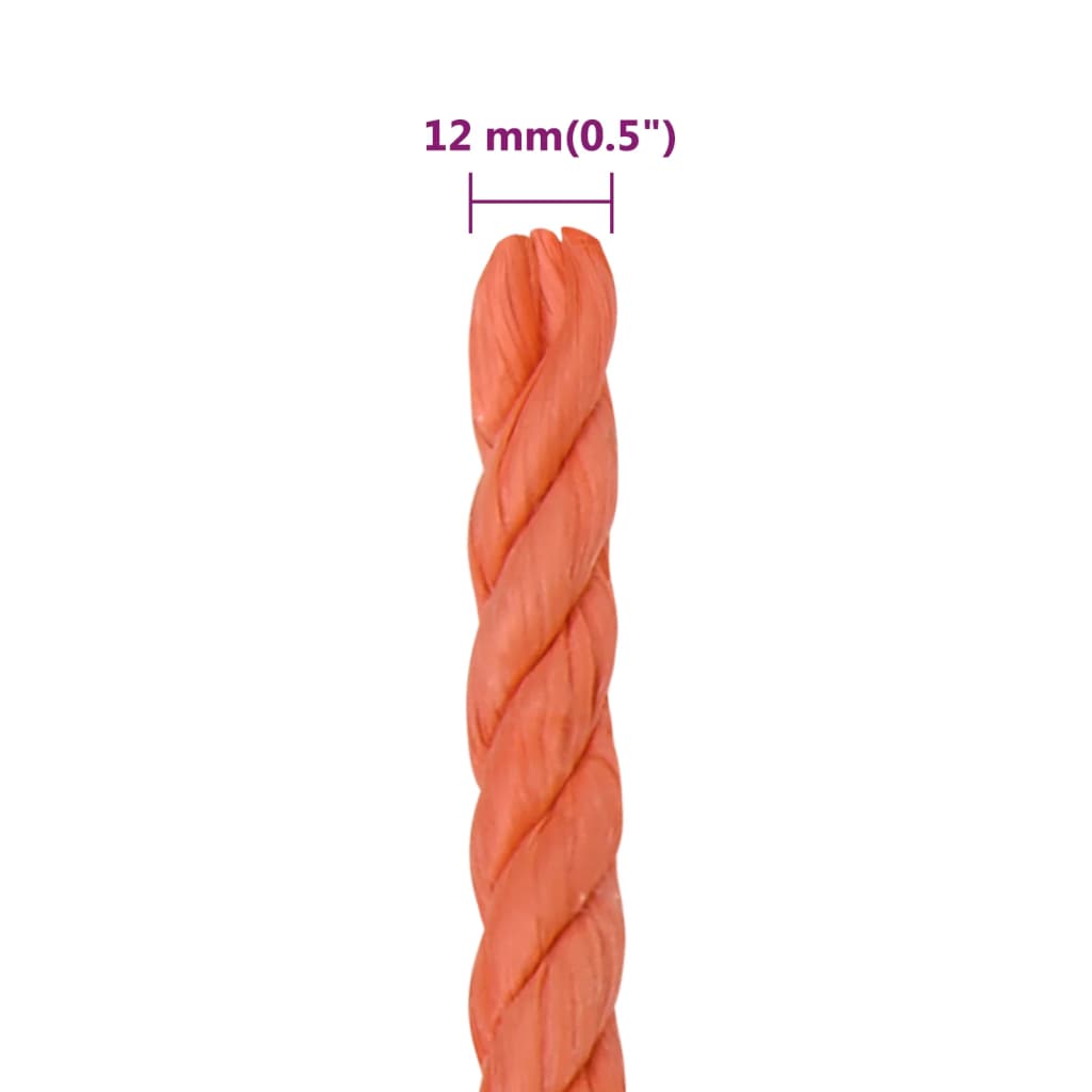 arbejdsreb 12 mm 25 m polypropylen orange